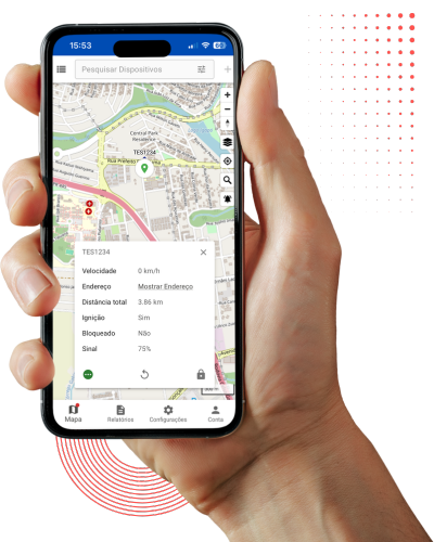 Aplicativo de rastreamento em tempo real no smartphone
